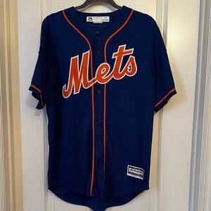 Majestic New York Mets Jersey in Blue and Orange With Patches.